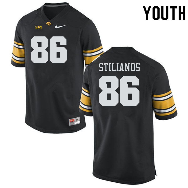 Youth #86 Steven Stilianos Iowa Hawkeyes College Football Alternate Jerseys Sale-Black - Click Image to Close